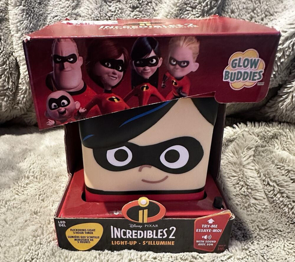 Disney Pixar Incredibles 2 Violet Parr Glow Buddies LED Night Light w Sound- NIB
